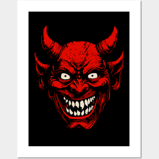 Lino Cut Devil Posters and Art